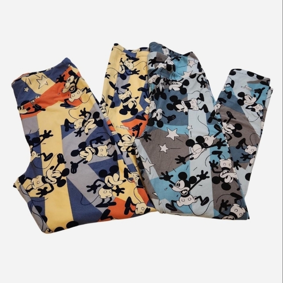 Disney Pants - LuLaRoe Disney Leggings Lot‎ OS – Retro Mickey Geometric & Classic Mickey – GUC